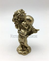 бронзовая статуэтка - Ангелочек с букетом